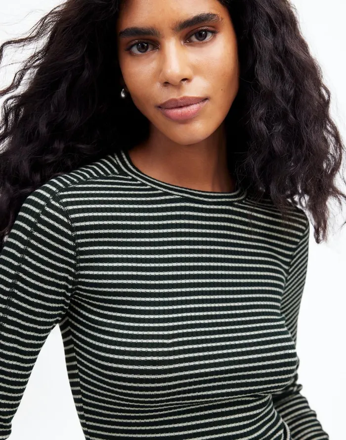 Women Tees Madewell Ribbed Crewneck LongSleeve Tee Luxury Forest