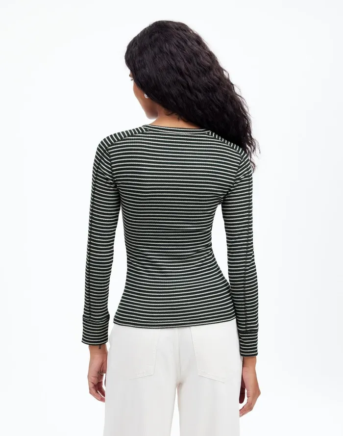 Women Tees Madewell Ribbed Crewneck LongSleeve Tee Luxury Forest