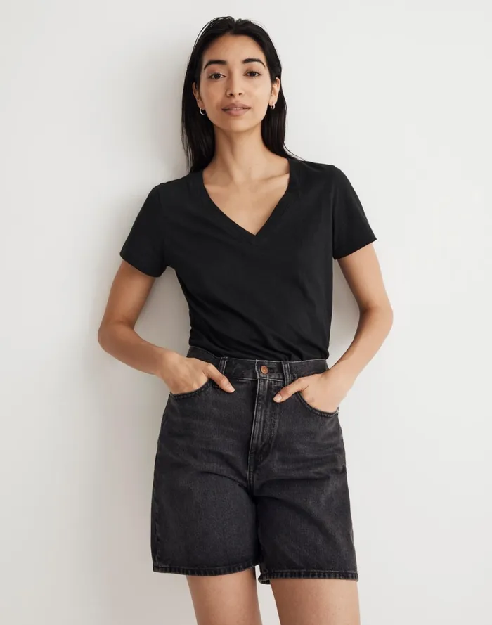 Women Tees Madewell Whisper Cotton VNeck Tee True Black
