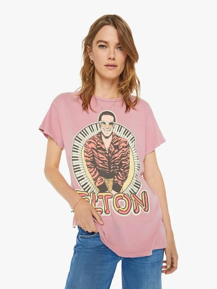 Women Tees Tanks Mother Denim Elton John Tee Pink