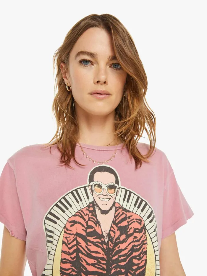 Women Tees Tanks Mother Denim Elton John Tee Pink