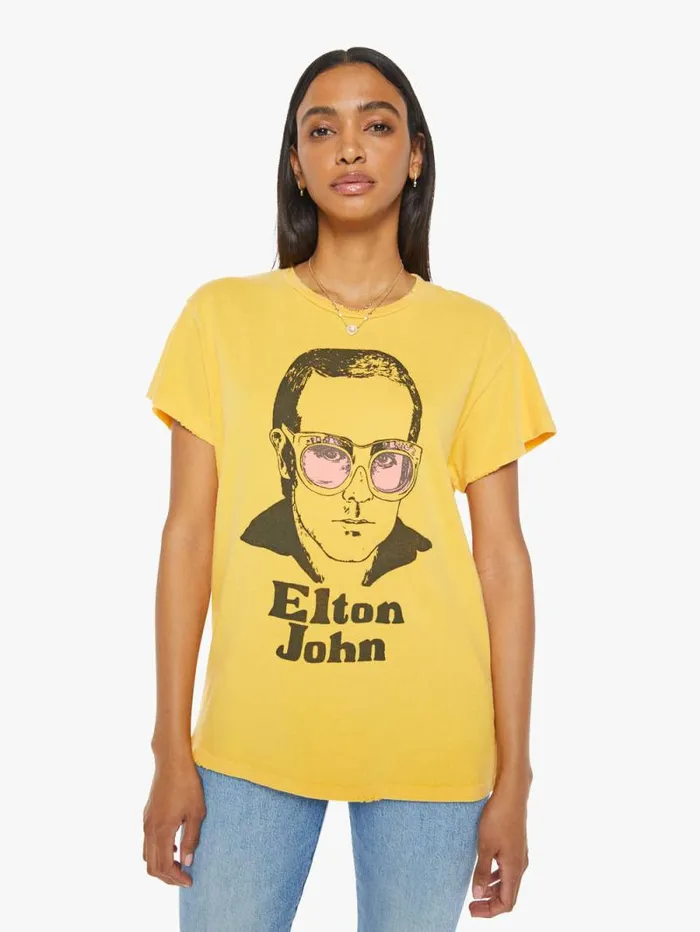 Women Tees Tanks Mother Denim Elton John Tee Yellow gold