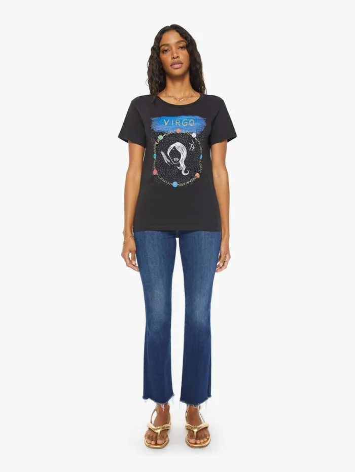 Women Tees Tanks Mother Denim Virgo Zodiac Tee Black