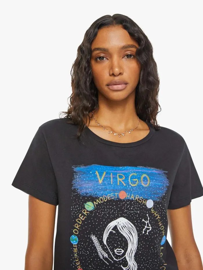 Women Tees Tanks Mother Denim Virgo Zodiac Tee Black