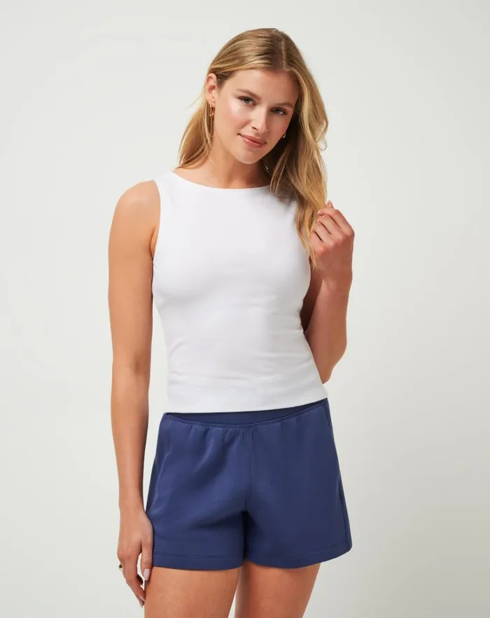 Women Tees TravisMathew CLOUD RIB HADLEY TANK White Women Tees TravisMathew CLOUD RIB HADLEY TANK White