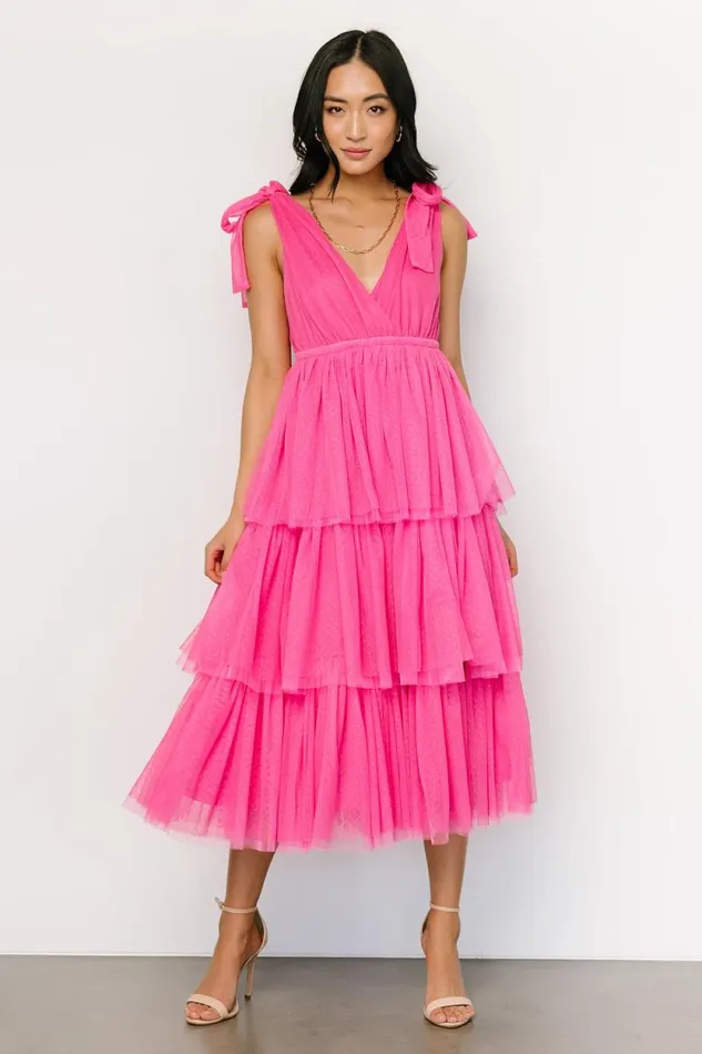 Women Tessa Tiered Tulle Tank Dress Hot Pink Baltic Born Tulle Styles