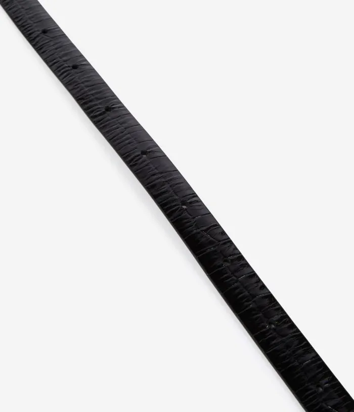 Women Thin Black Crocodileeffect Leather Belt THE KOOPLES Belts
