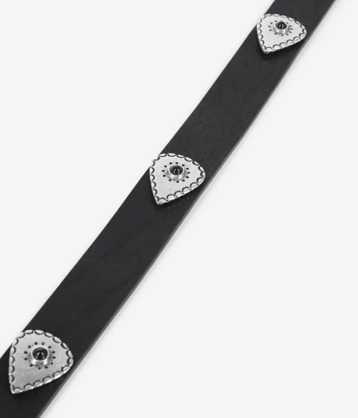 Women Thin Black Leather Belt With Rivets THE KOOPLES Belts