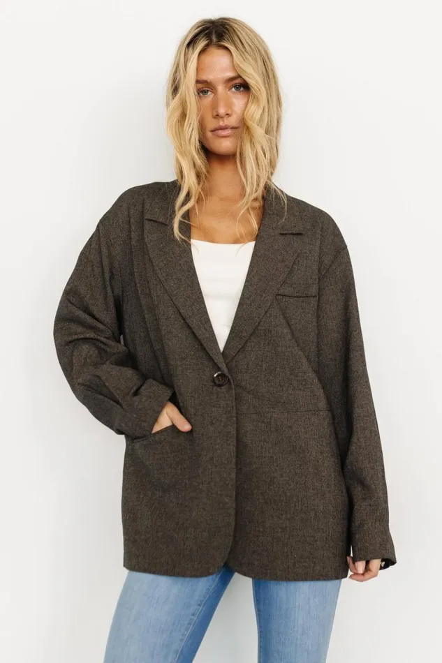 Women Thorpe Oversized Blazer Charcoal Baltic Born Outerwear Women Thorpe Oversized Blazer Charcoal Baltic Born Outerwear