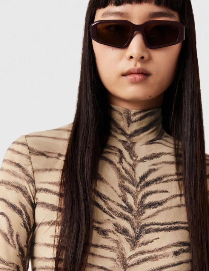 Women Tiger Print HighNeck Top Natural Tiger Print Stella McCartney Shirts And Tops Women Tiger Print HighNeck Top Natural Tiger Print Stella McCartney Shirts And Tops
