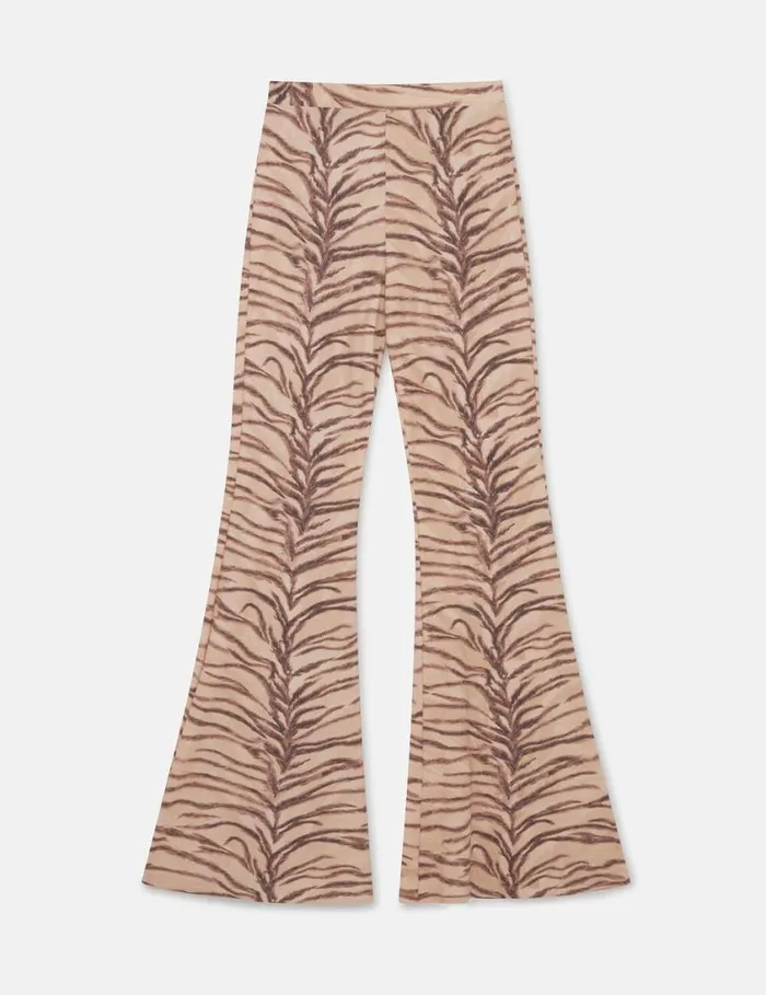 Women Tiger Print HighRise Flared Pants Natural Tiger Print Stella McCartney Pants And Shorts Women Tiger Print HighRise Flared Pants Natural Tiger Print Stella McCartney Pants And Shorts