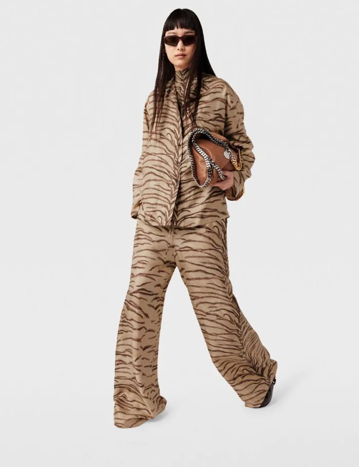 Women Tiger Print HighRise WideLeg Pants Natural Tiger Print Stella McCartney Pants And Shorts Women Tiger Print HighRise WideLeg Pants Natural Tiger Print Stella McCartney Pants And Shorts