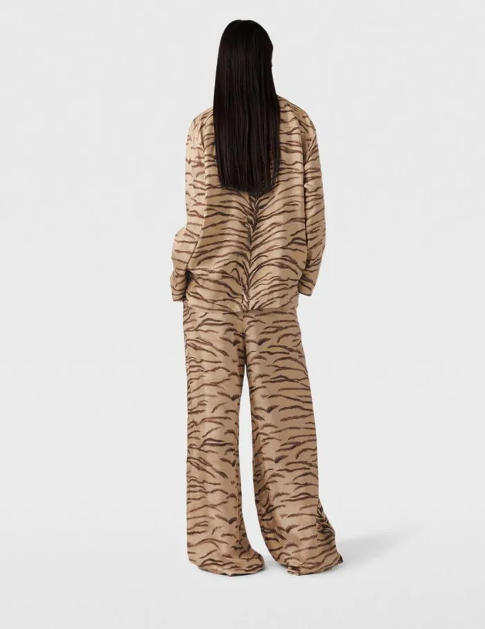 Women Tiger Print HighRise WideLeg Pants Natural Tiger Print Stella McCartney Pants And Shorts Women Tiger Print HighRise WideLeg Pants Natural Tiger Print Stella McCartney Pants And Shorts