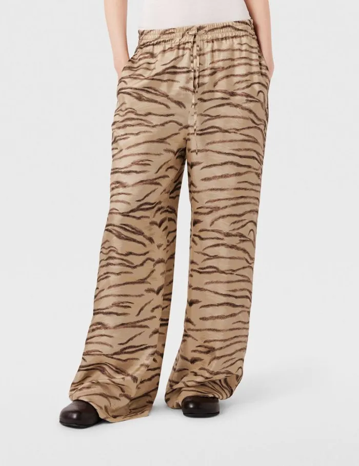 Women Tiger Print HighRise WideLeg Pants Natural Tiger Print Stella McCartney Pants And Shorts Women Tiger Print HighRise WideLeg Pants Natural Tiger Print Stella McCartney Pants And Shorts