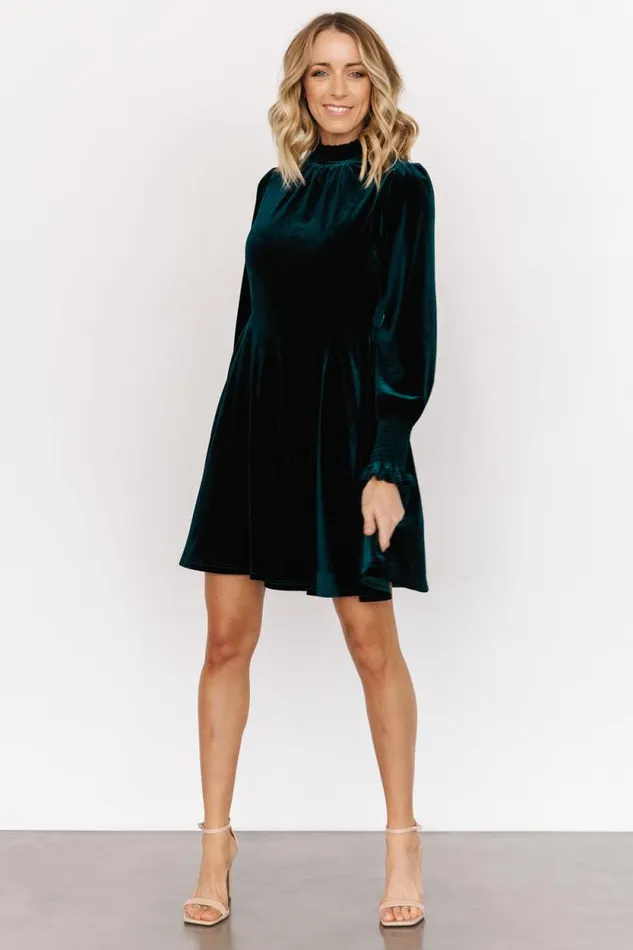 Women Tina Velvet Short Dress Emerald Baltic Born Short Dresses