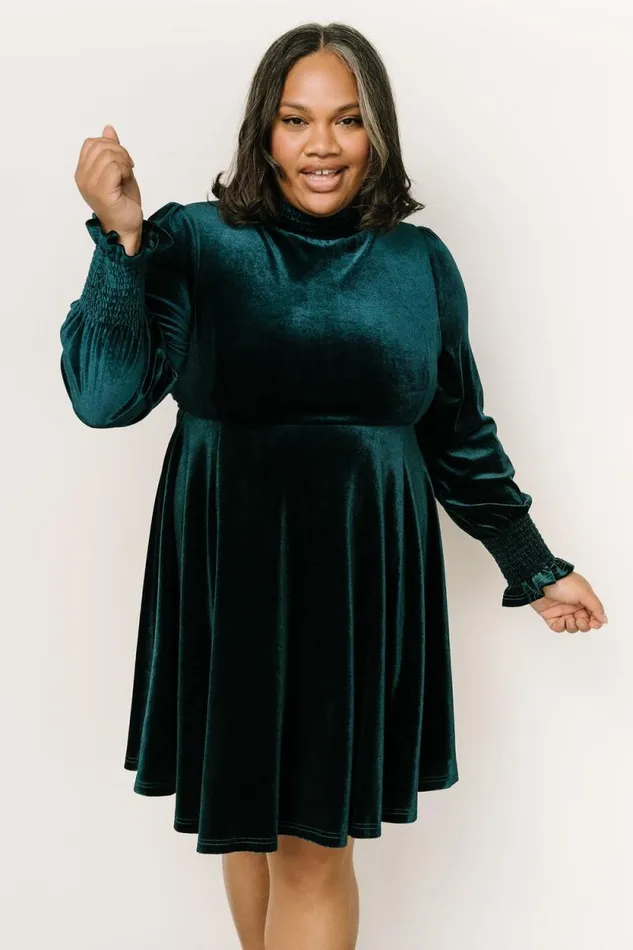 Women Tina Velvet Short Dress Emerald Baltic Born Short Dresses Women Tina Velvet Short Dress Emerald Baltic Born Short Dresses