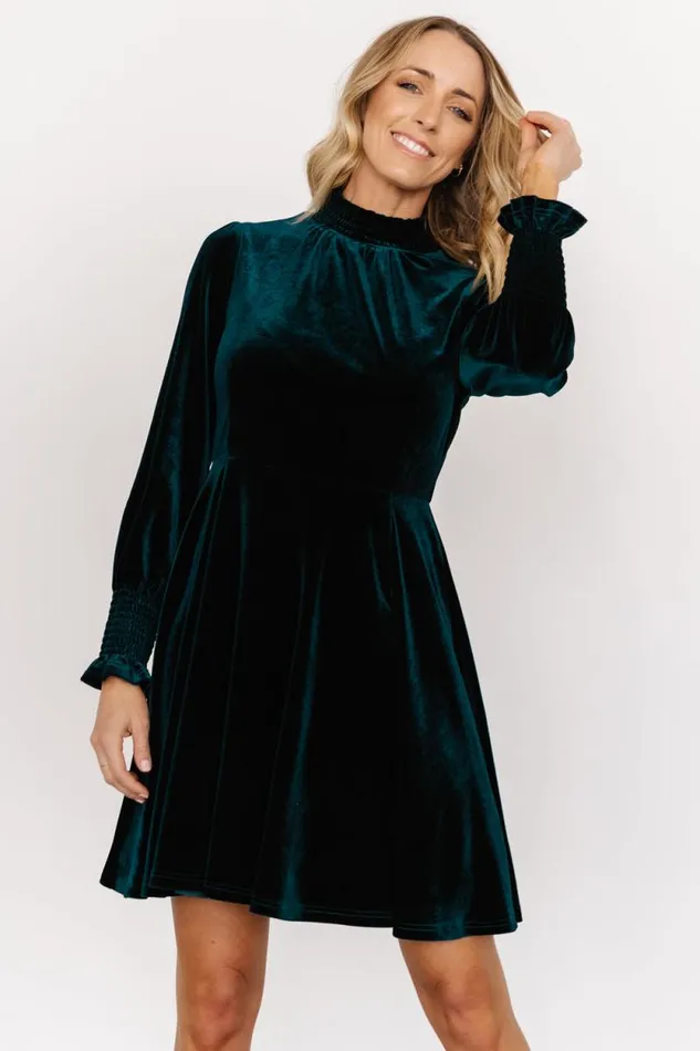 Women Tina Velvet Short Dress Emerald Baltic Born Short Dresses Women Tina Velvet Short Dress Emerald Baltic Born Short Dresses
