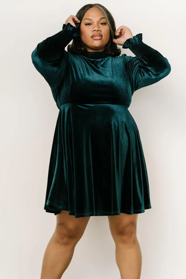 Women Tina Velvet Short Dress Emerald Baltic Born Short Dresses Women Tina Velvet Short Dress Emerald Baltic Born Short Dresses