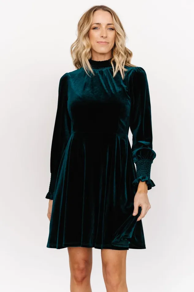 Women Tina Velvet Short Dress Emerald Baltic Born Short Dresses Women Tina Velvet Short Dress Emerald Baltic Born Short Dresses