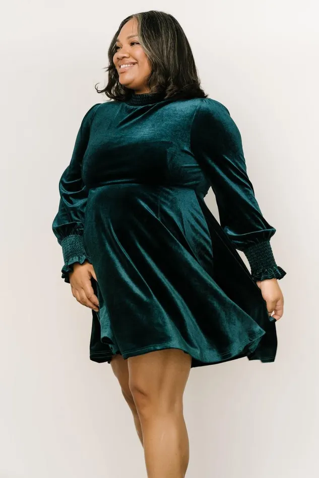 Women Tina Velvet Short Dress Emerald Baltic Born Short Dresses Women Tina Velvet Short Dress Emerald Baltic Born Short Dresses