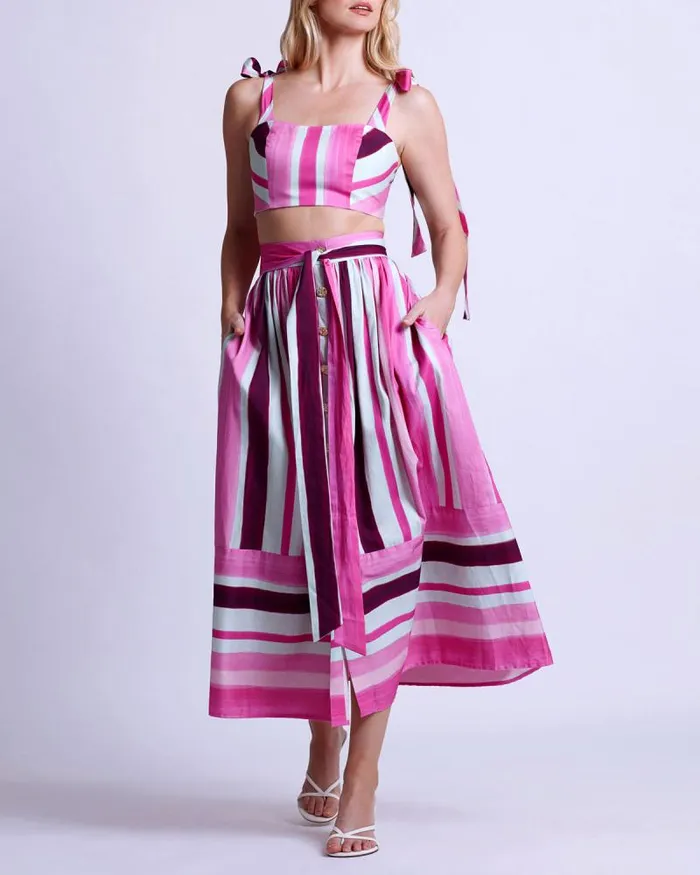 Women Tops and Bodysuits PatBO Listra Cotton Cropped Top FINAL SALE Magenta
