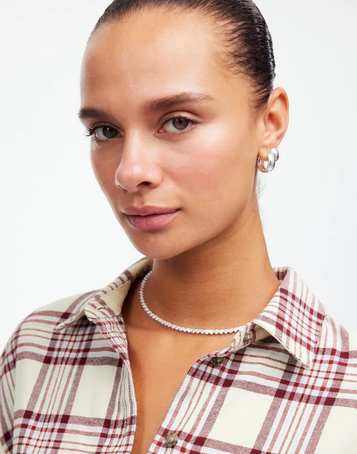 Women Tops and Shirts Madewell Relaxed StraightHem ButtonUp Shirt In Plaid Alabaster