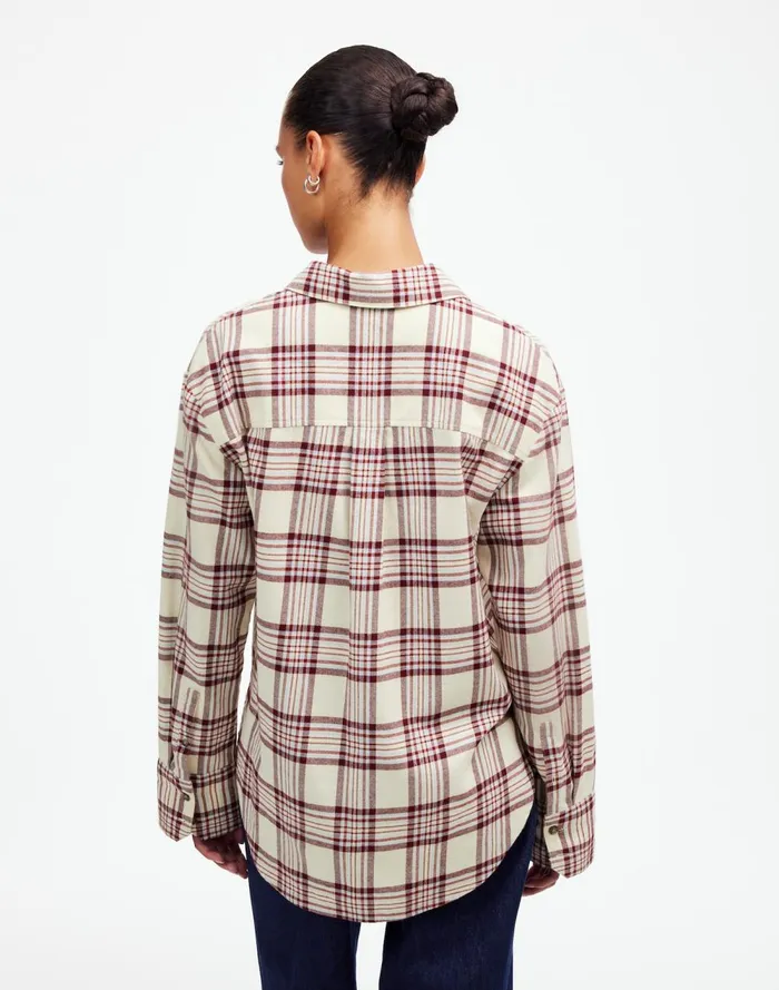Women Tops and Shirts Madewell Relaxed StraightHem ButtonUp Shirt In Plaid Alabaster