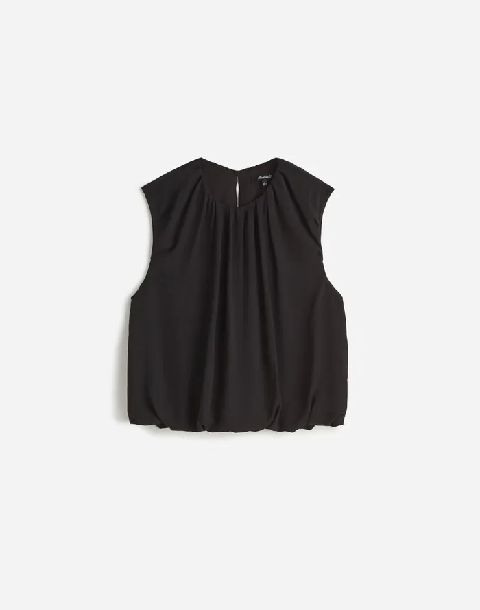 Women Tops and Shirts Madewell Sleeveless Bubble Top In Chiffon True Black