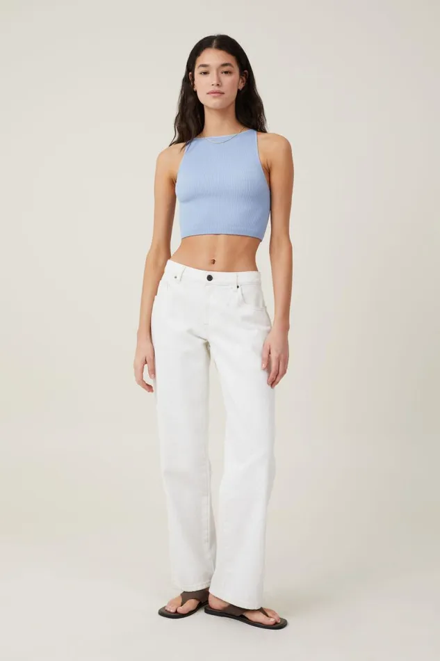 Women Tops Cotton On Seamless Benni High Neck Tank Breezy Blue