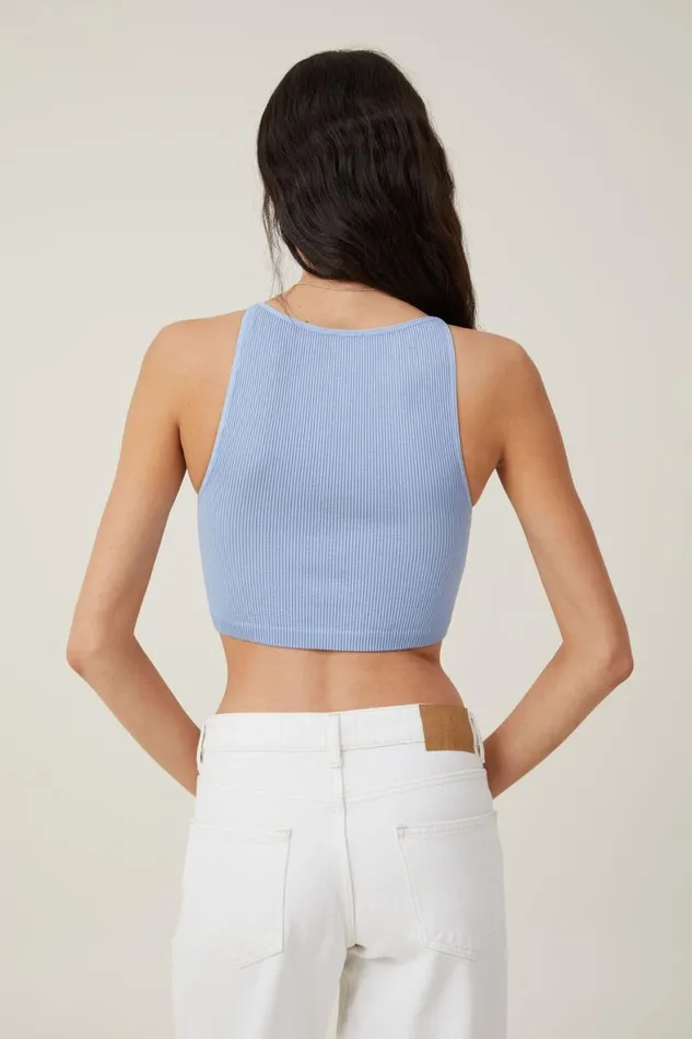 Women Tops Cotton On Seamless Benni High Neck Tank Breezy Blue