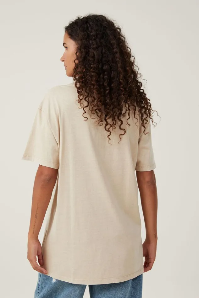 Women Tops Cotton On The Oversized Hip Hop Tee Lcn Br Bob Marley Rootsmid Taupe