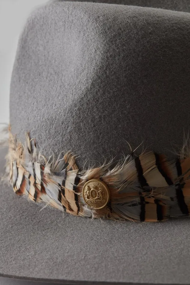 Women Trilby Hat Double Feather Band Light Grey Holland Cooper Hats and Headbands Women Trilby Hat Double Feather Band Light Grey Holland Cooper Hats and Headbands