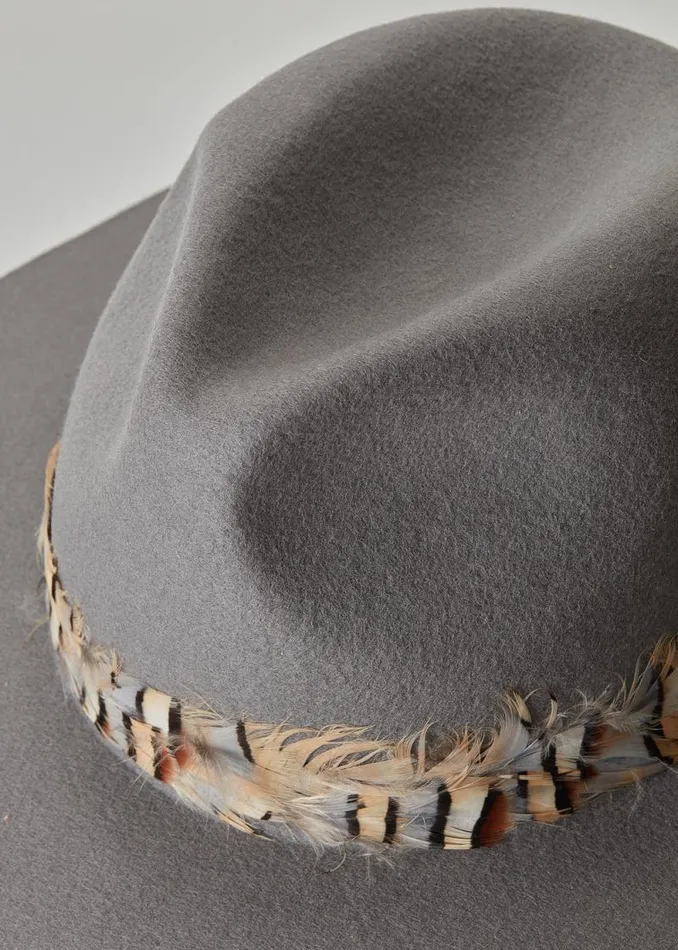 Women Trilby Hat Double Feather Band Light Grey Holland Cooper Hats and Headbands Women Trilby Hat Double Feather Band Light Grey Holland Cooper Hats and Headbands