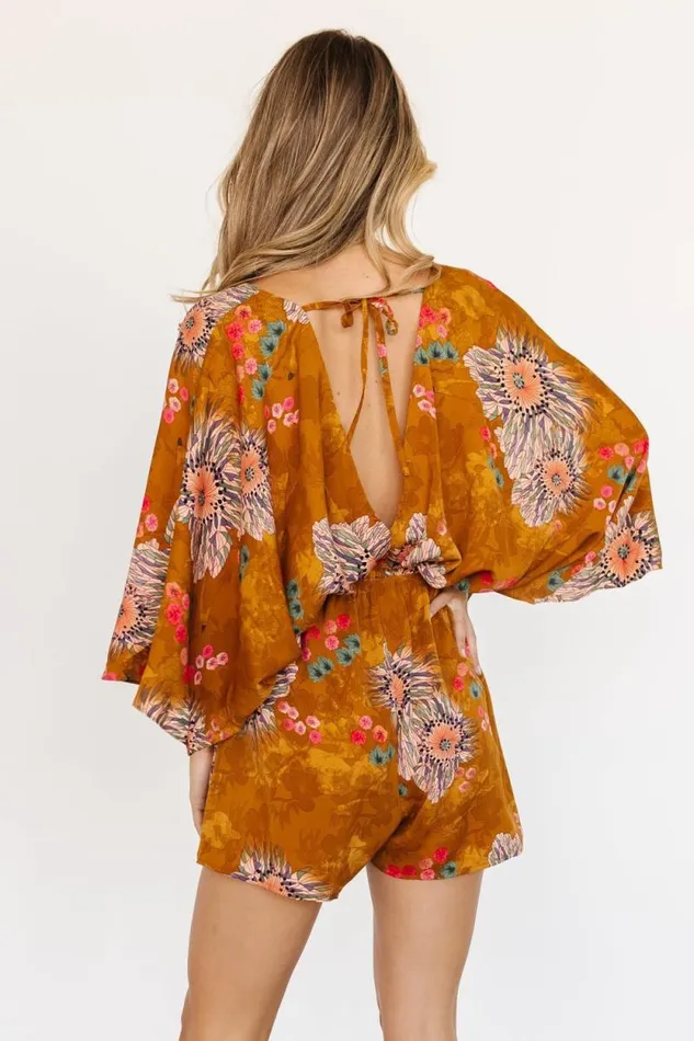 Women Tyler Kimono Romper Camel Multi Baltic Born Jumpsuits and Rompers Women Tyler Kimono Romper Camel Multi Baltic Born Jumpsuits and Rompers