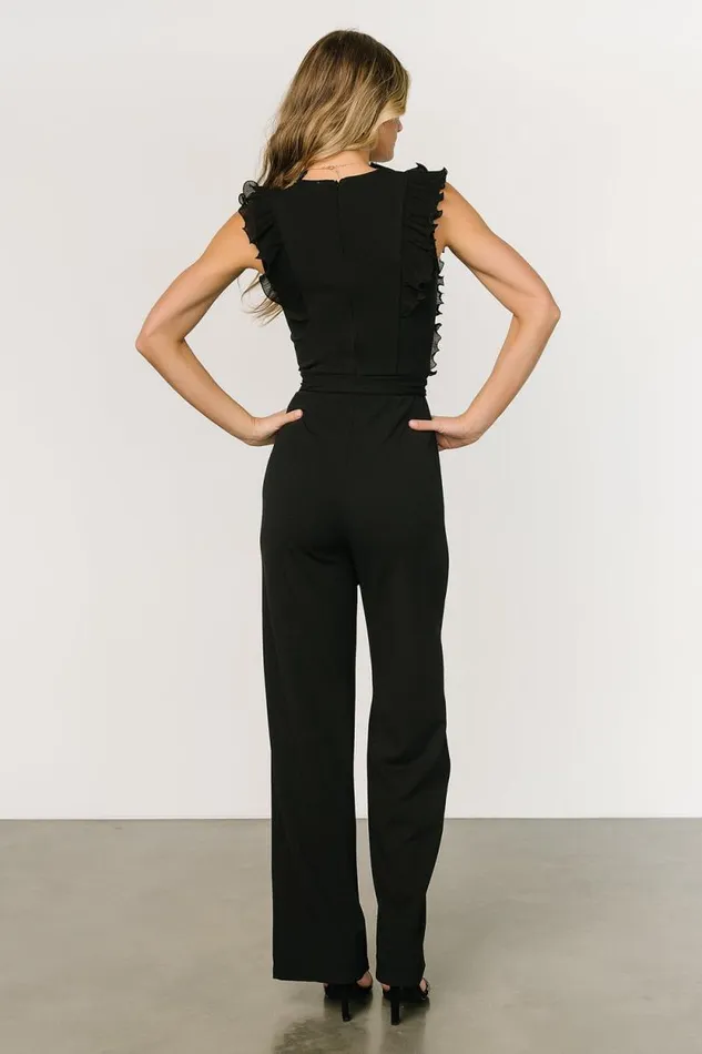 Women Tyra Ruffle Tank Jumpsuit Black Baltic Born Jumpsuits and Rompers Women Tyra Ruffle Tank Jumpsuit Black Baltic Born Jumpsuits and Rompers