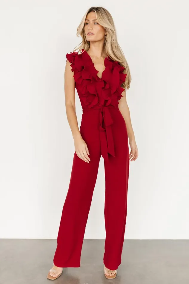 Women Tyra Ruffle Tank Jumpsuit Burgundy Baltic Born The Guest Edit Women Tyra Ruffle Tank Jumpsuit Burgundy Baltic Born The Guest Edit