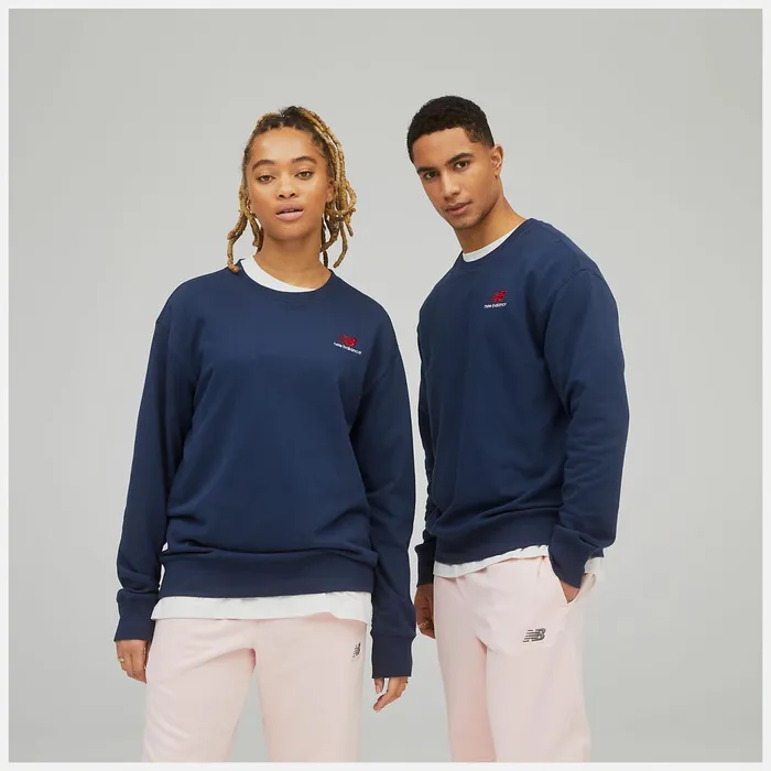 Women Unissentials French Terry Crewneck Sweatshirt Natural Indigo New Balance Hoodies and Sweatshirts