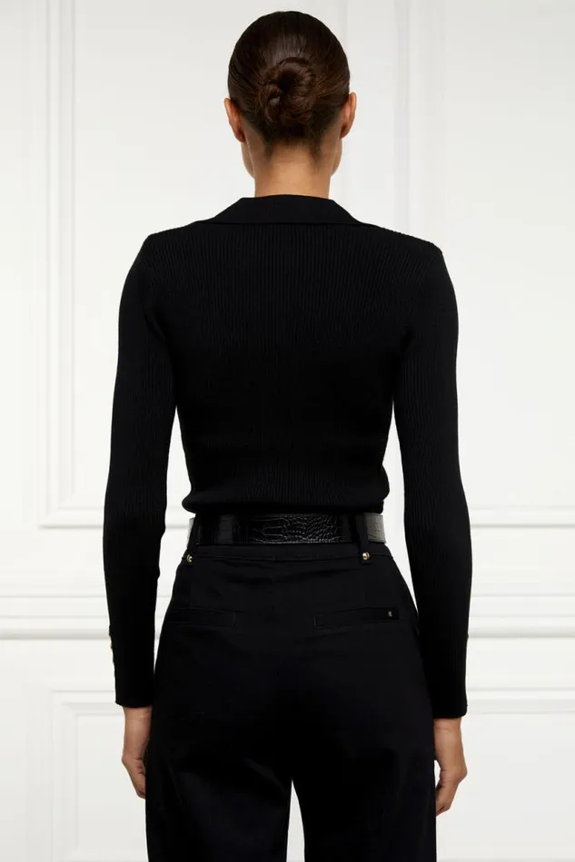 Women VNeck Rib Top Black Holland Cooper Knitwear Women VNeck Rib Top Black Holland Cooper Knitwear