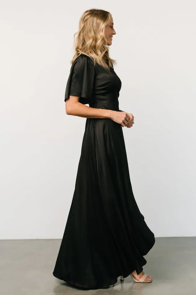 Women Vara Satin Maxi Wrap Dress Black Baltic Born Maxi Dresses Women Vara Satin Maxi Wrap Dress Black Baltic Born Maxi Dresses