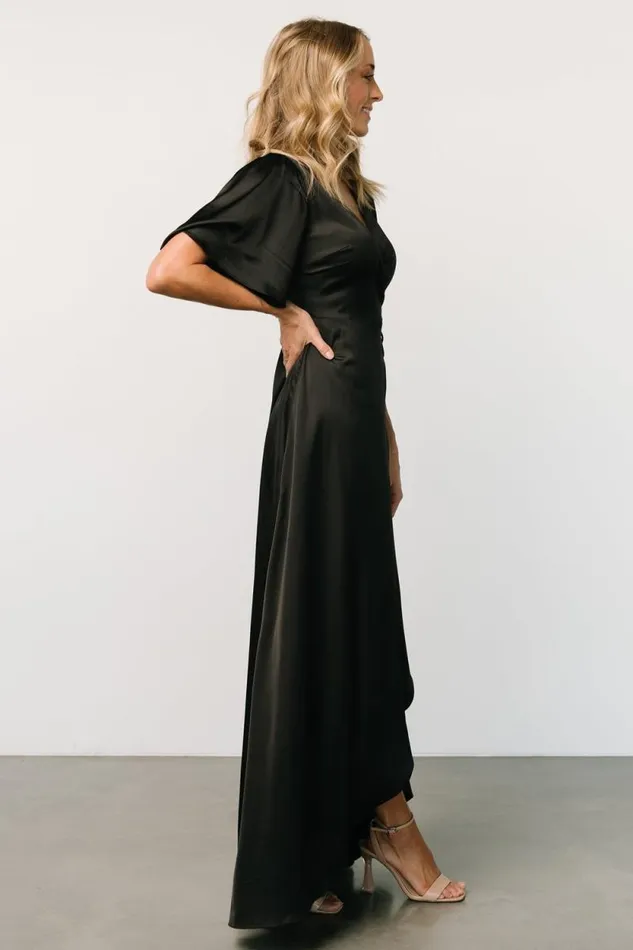 Women Vara Satin Maxi Wrap Dress Black Baltic Born Maxi Dresses Women Vara Satin Maxi Wrap Dress Black Baltic Born Maxi Dresses