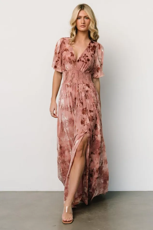 Women Veronica Velvet Maxi Dress Blush Baltic Born Bump Friendly