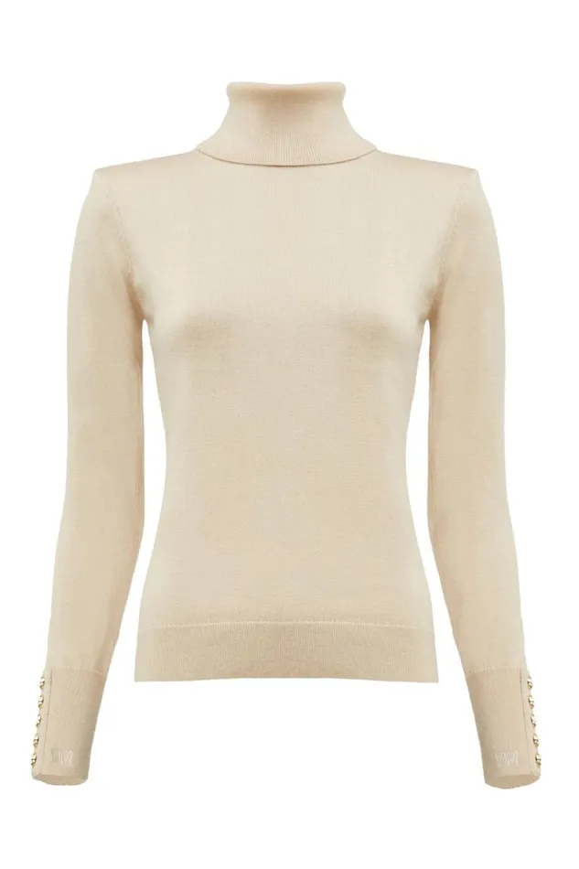 Women Victoria Cashmere Roll Neck Stone Holland Cooper Knitwear Women Victoria Cashmere Roll Neck Stone Holland Cooper Knitwear