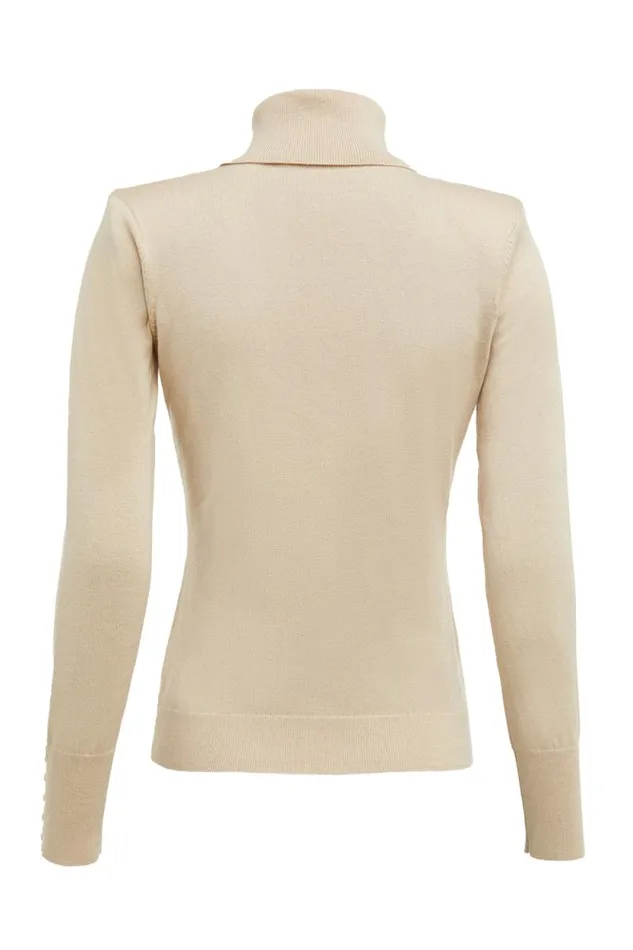 Women Victoria Cashmere Roll Neck Stone Holland Cooper Knitwear Women Victoria Cashmere Roll Neck Stone Holland Cooper Knitwear