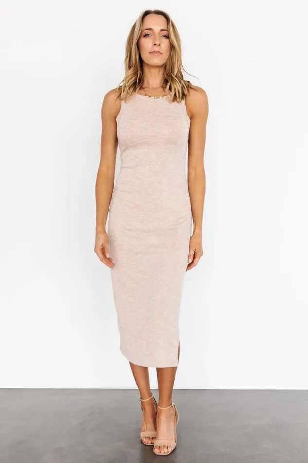Women Vince Tank Ribbed Dress Oatmeal Baltic Born Midi Dresses Women Vince Tank Ribbed Dress Oatmeal Baltic Born Midi Dresses
