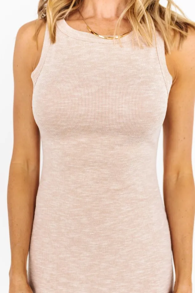 Women Vince Tank Ribbed Dress Oatmeal Baltic Born Midi Dresses Women Vince Tank Ribbed Dress Oatmeal Baltic Born Midi Dresses