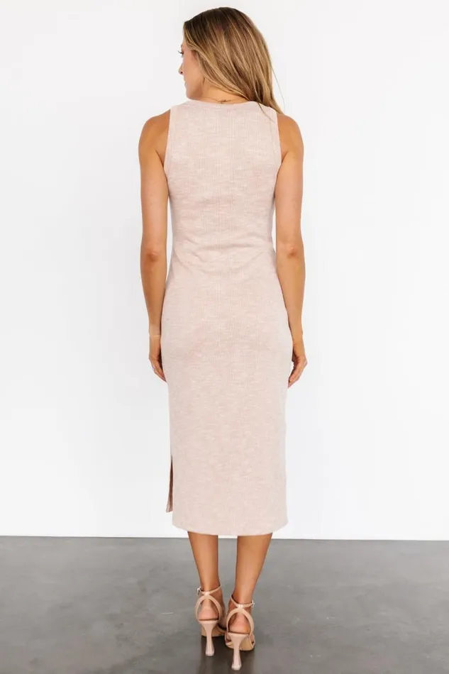 Women Vince Tank Ribbed Dress Oatmeal Baltic Born Midi Dresses Women Vince Tank Ribbed Dress Oatmeal Baltic Born Midi Dresses