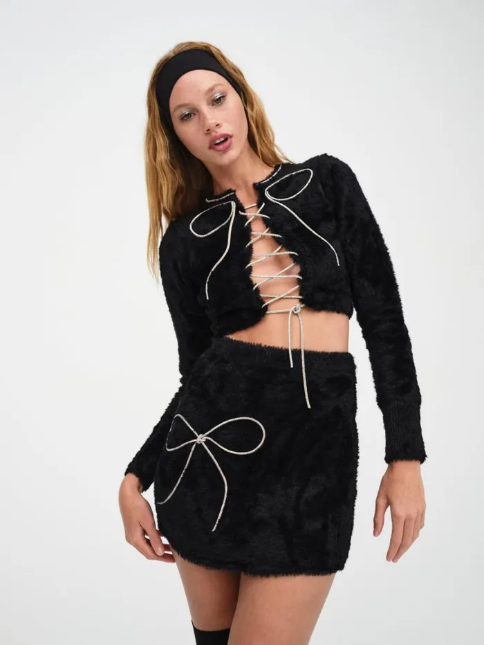Women Vivienne Mini Skirt Black For Love and Lemons Knitwear Women Vivienne Mini Skirt Black For Love and Lemons Knitwear