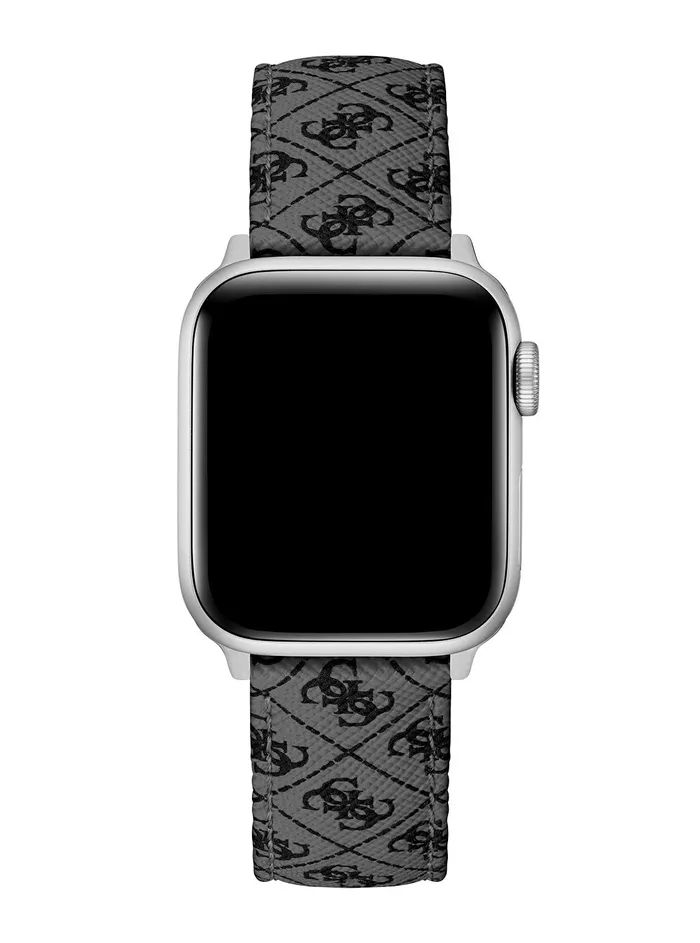 Women Watches GUESS Black Quattro G Leather Apple Watch Strap