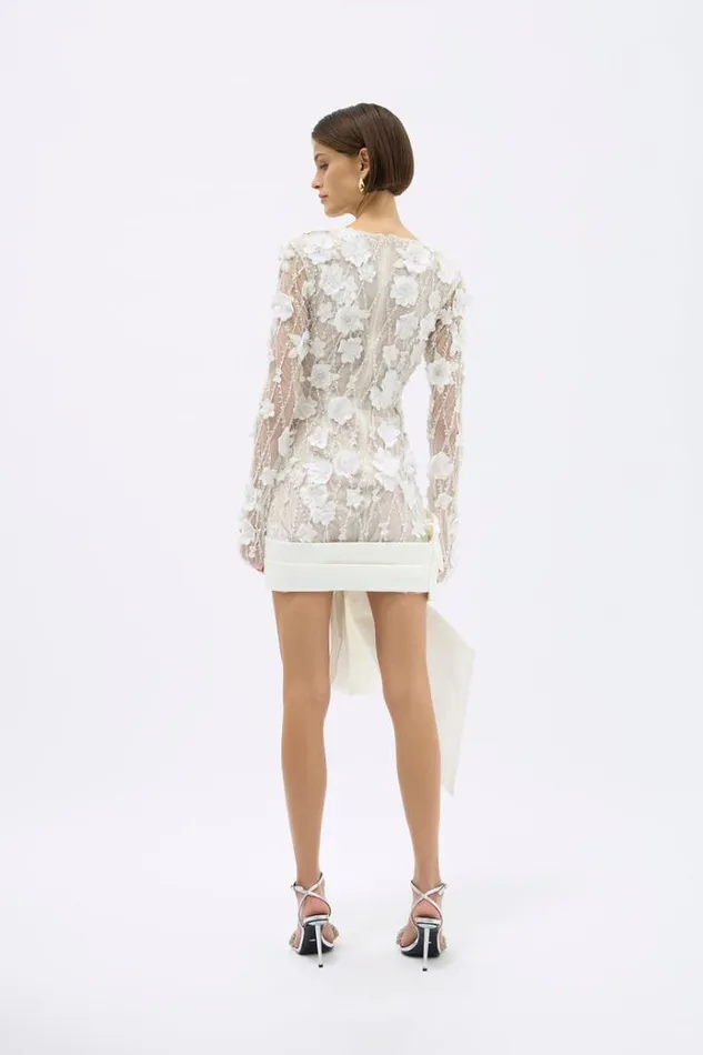 Women White Dresses Rachel Gilbert LANDON BOW MINI Women White Dresses Rachel Gilbert LANDON BOW MINI