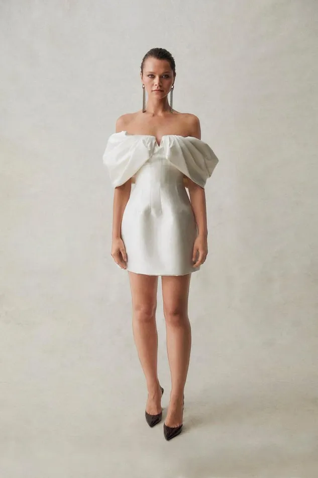 Women White Dresses Rachel Gilbert Rachel Gilbert Bridal VIOLA MINI 8211 IVORY